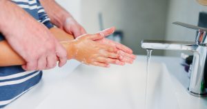 Teaching how to wash hands with soap